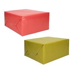 Foto van Trendoz pakket van 8x rollen kraft inpakpapier/kaftpapier groen en rood 200 x 70 cm - cadeaupapier