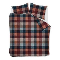 Foto van Beddinghouse beckett flanel dekbedovertrek - 2-persoons (200x200/220 cm + 2 slopen) - flanel - terra