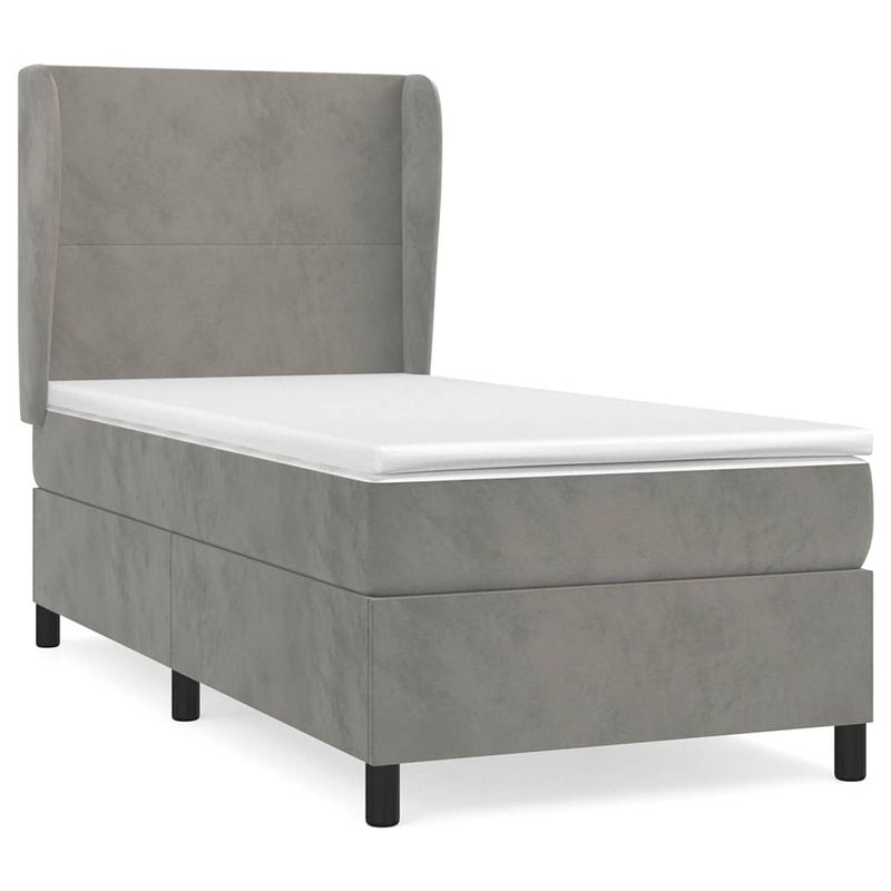 Foto van The living store boxspringbed - niet opgegeven - bed - afmeting- 203x93x118/128 cm - ken- zacht fluweel - praktisch