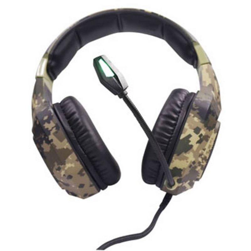 Foto van Berserker gaming army thor over ear headset kabel gamen stereo zwart, groen volumeregeling