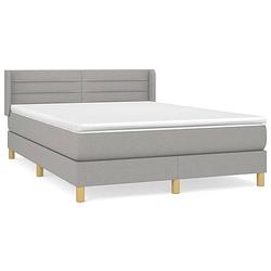 Foto van The living store boxspringbed - comfort - bed - 203x147x78/88 cm - lichtgrijs - pocketvering matras - middelharde