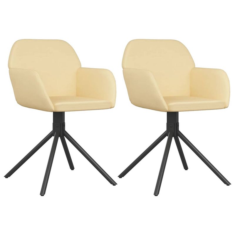 Foto van The living store eetkamerstoelen - draaibaar - crème - 54x58.5x79.5 cm - fluweel