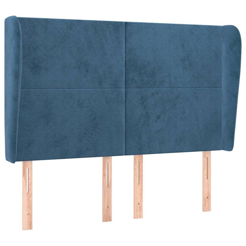 Foto van Vidaxl hoofdbord met randen 147x23x118/128 cm fluweel donkerblauw