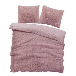 Foto van Isleep dekbedovertrek teddy plush - roze - 2-persoons 200x200/220 cm