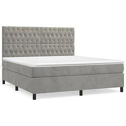 Foto van The living store boxspring met matras fluweel lichtgrijs 180x200 cm - bed