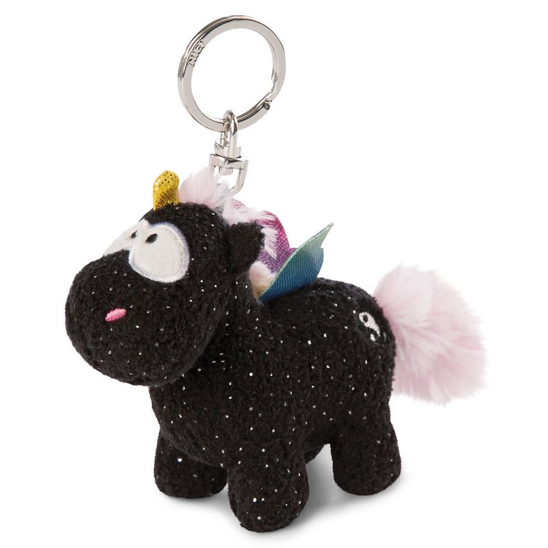 Foto van Nici sleutelhanger unicorn yin 9 x 10 cm polyester zwart/roze