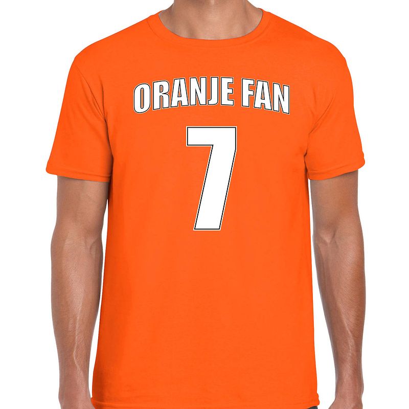 Foto van Oranje fan shirt / kleding oranje fan nummer 7 voor ek/ wk voor heren xl - feestshirts