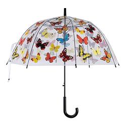 Foto van Esschert design paraplu vlinders 83 x 81,5 cm pp transparant