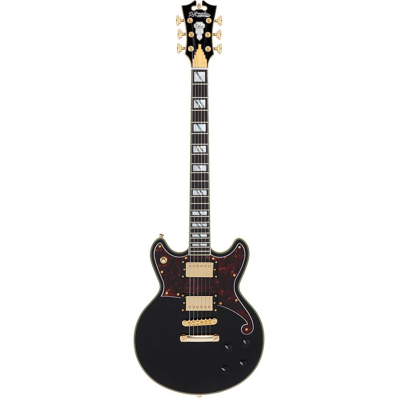 Foto van D'sangelico deluxe brighton solid black elektrische gitaar met koffer