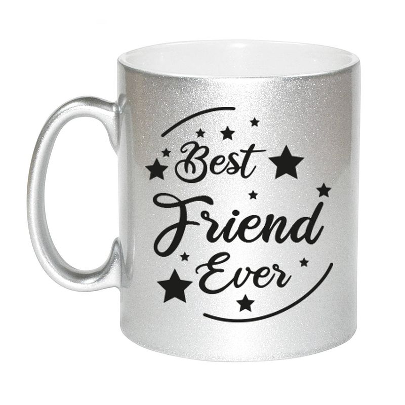 Foto van Zilveren best friend ever cadeau koffiemok / theebeker 330 ml - feest mokken