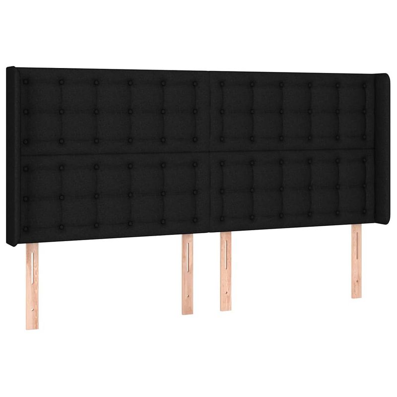 Foto van Vidaxl hoofdbord met randen 203x16x118/128 cm stof zwart