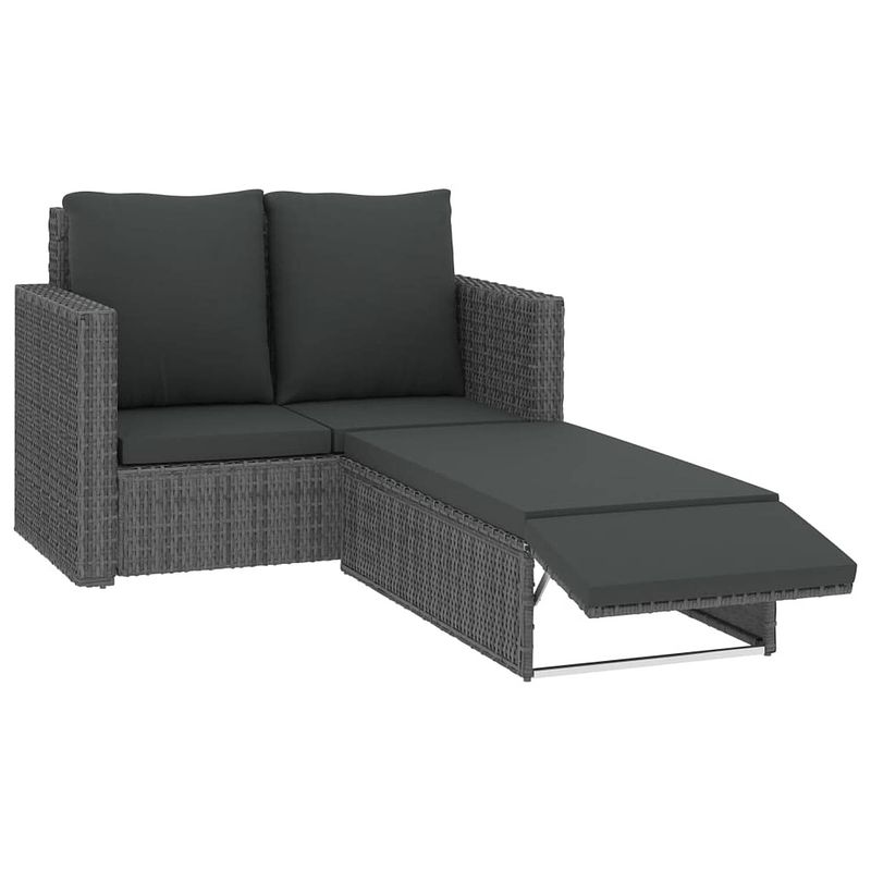 Foto van Vidaxl 2-delige loungeset met kussens poly rattan grijs