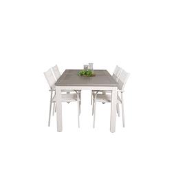 Foto van Albany tuinmeubelset tafel 90x160/240cm en 4 stoel santorini wit, grijs.