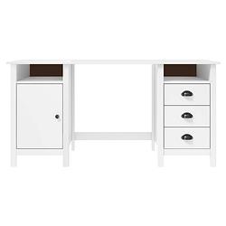 Foto van The living store hill bureau - wit - 150 x 50 x 74 cm - massief grenenhout