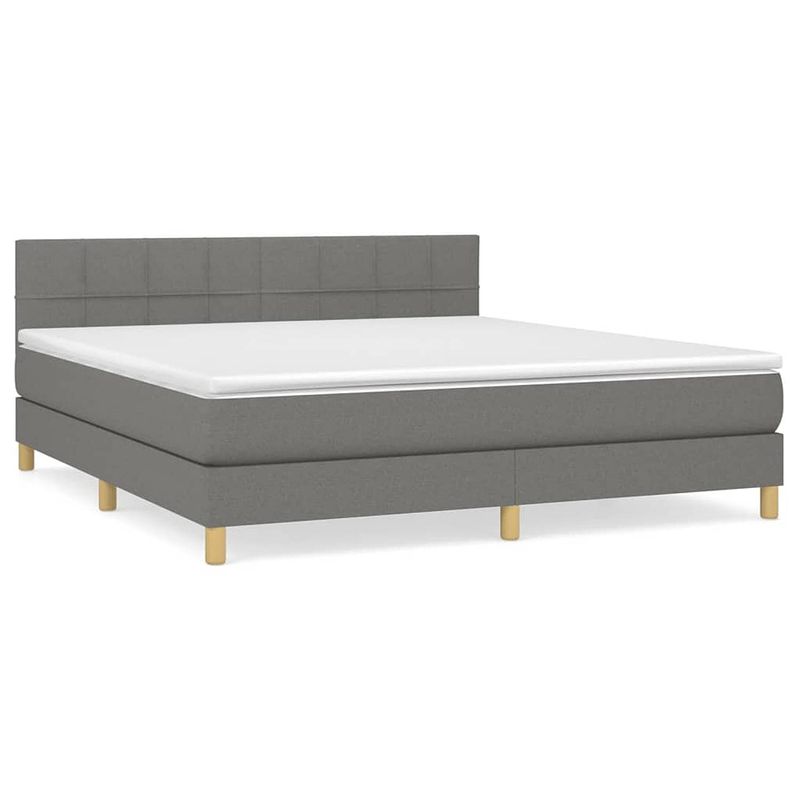 Foto van The living store boxspringbed - donkergrijs - 203 x 180 x 78/88 cm - met verstelbaar hoofdbord - pocketvering matras -