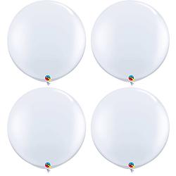 Foto van 4x stuks qualatex mega ballon 90 cm wit - ballonnen