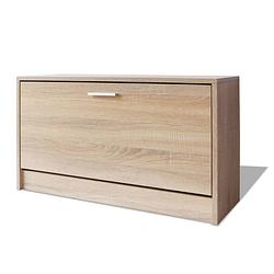 Foto van The living store schoenenkast eiken - 80 x 24 x 45 cm - opbergruimte voor 5-6 paar schoenen