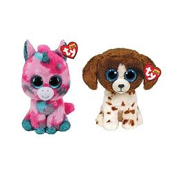 Foto van Ty - knuffel - beanie buddy - gumball unicorn & muddles dog