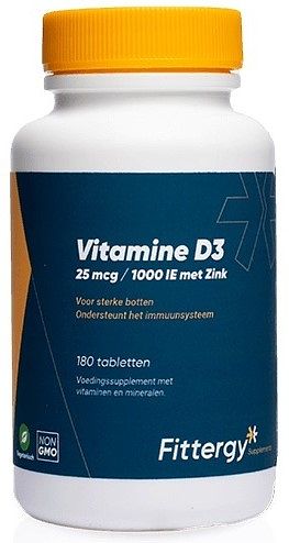 Foto van Fittergy vitamine d3 25mcg met zink