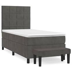 Foto van The living store boxspringbed - bed met pocketvering matras - fluweel - donkergrijs - 90x190 cm