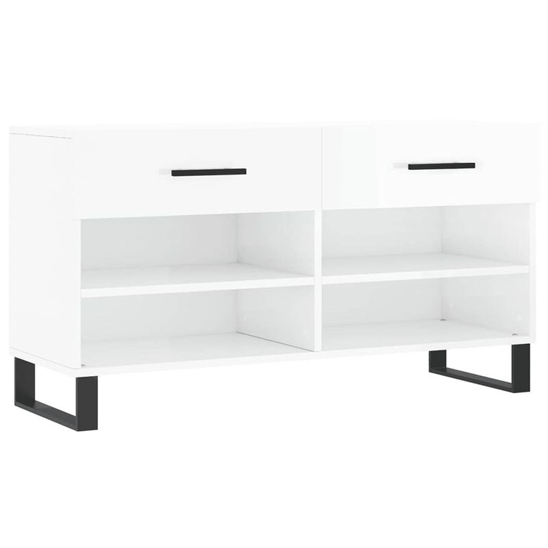 Foto van The living store schoenenbank opbergruimte - 102 x 35 x 55 cm - hoogglans wit