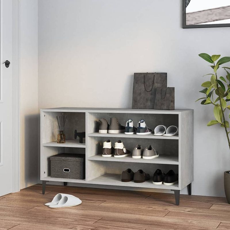 Foto van The living store schoenenkast - betongrijs - 102 x 36 x 60 cm