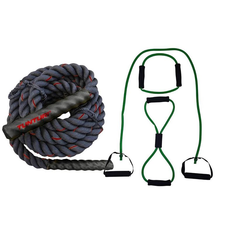 Foto van Tunturi - fitness set - battle rope 9 meter - tubbingset groen