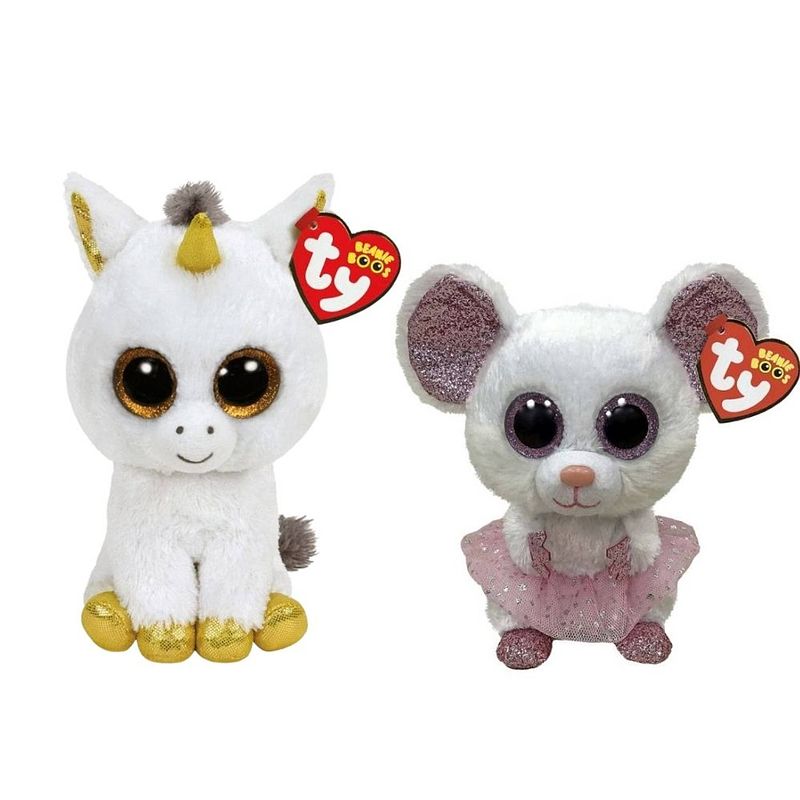 Foto van Ty - knuffel - beanie boo's - pegasus unicorn & nina mouse