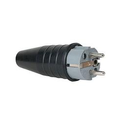 Foto van Showtec rubber schuko connector male 230v/240v grijs