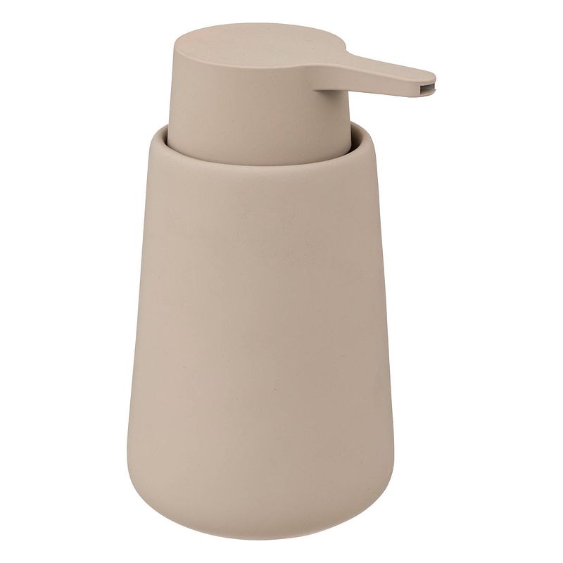 Foto van 5five zeeppompje/dispenser - cocoon - kunststeen - beige - 15 cm - 300 ml - zeeppompjes