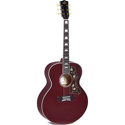 Foto van Sigma guitars gja-sg200 translucent wine red elektrisch-akoestische westerngitaar met softshell case