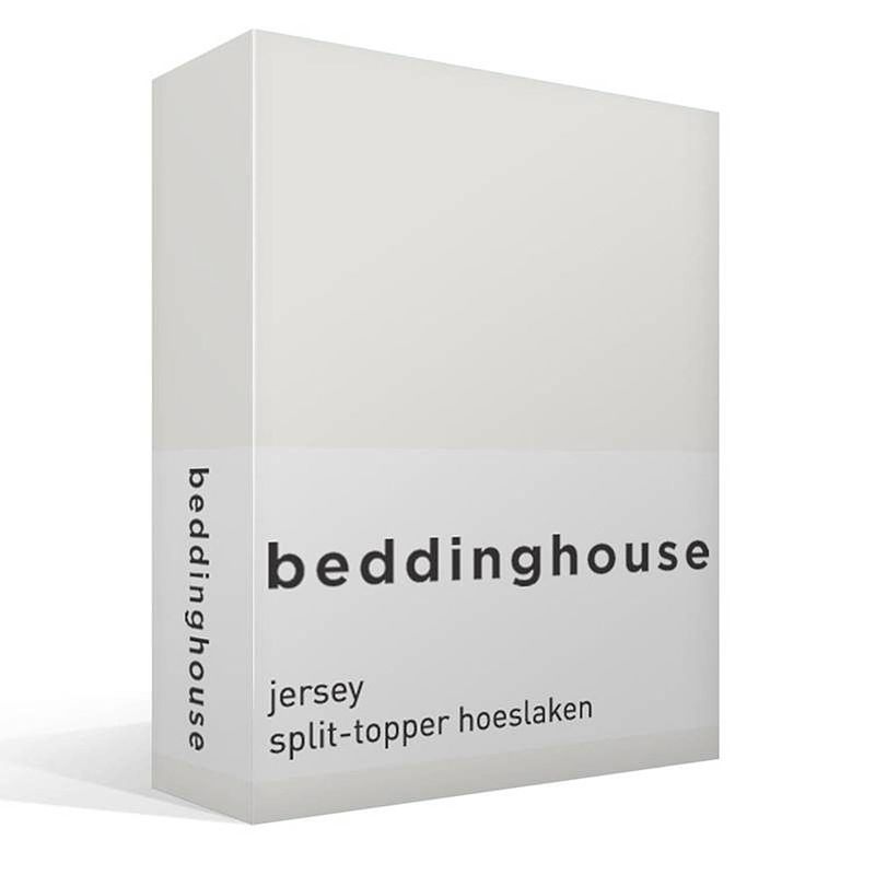 Foto van Beddinghouse jersey split-topper hoeslaken - 100% gebreide jersey katoen - 2-persoons (140x200/220 cm) - off white