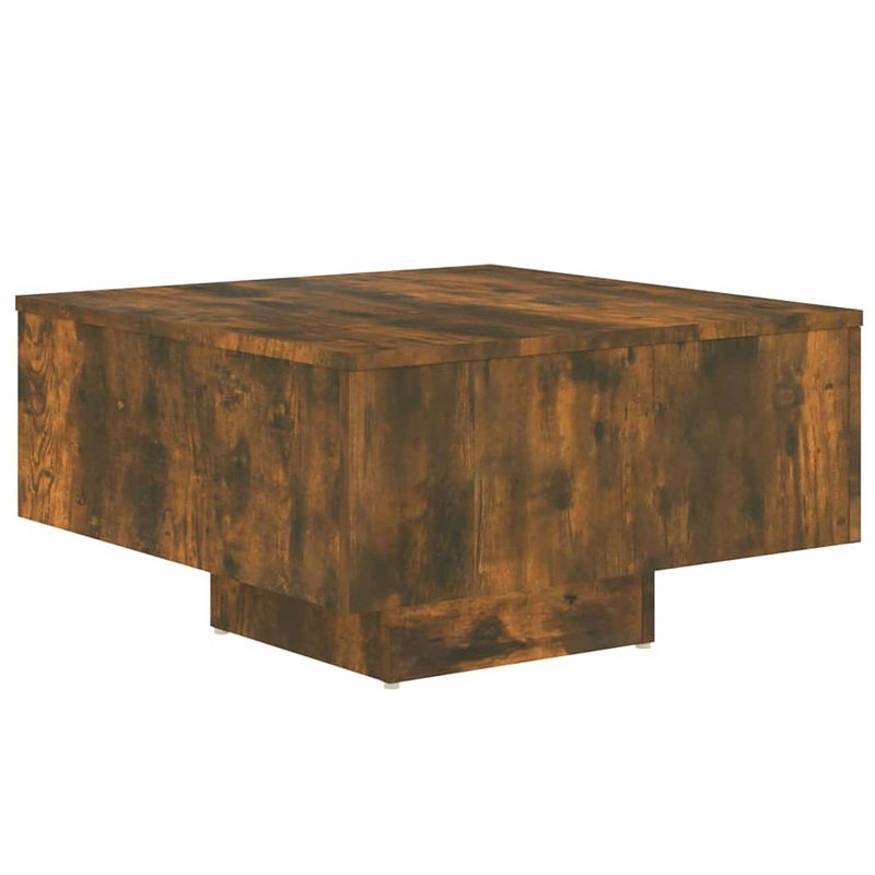 Foto van The living store salontafel 60x60x31-5 cm bewerkt hout gerookt eikenkleurig - tafel