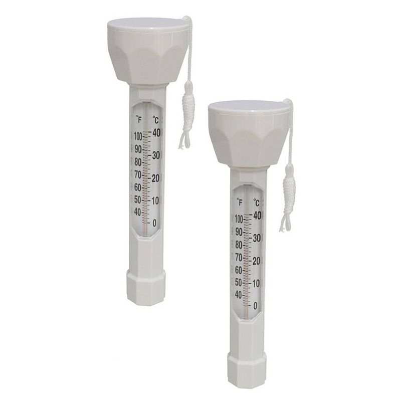 Foto van Set van 2x stuks drijvende water/zwembad thermometers - zwembadonderhoud