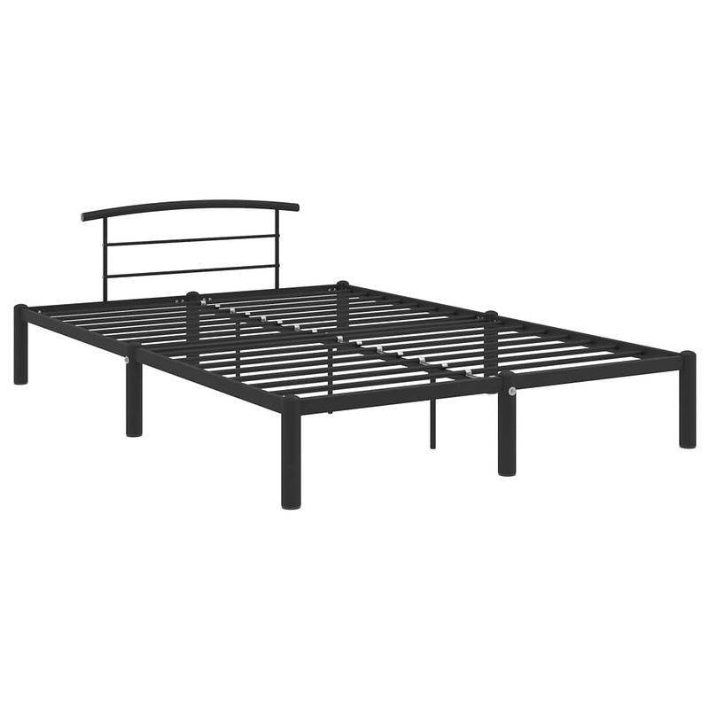 Foto van The living store metalen bedframe - zwart - 210 x 130 x 63 cm - geschikt voor 120 x 200 cm matras - eenvoudig te