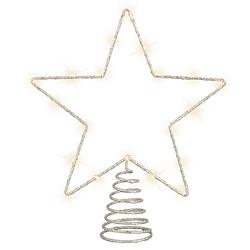 Foto van Lumineo verlichte ster piek - zilver - 26 cm - steady - kerstboompieken