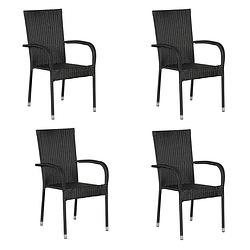 Foto van Tanz 4 x tuinstoel, stapelstoel zwart.
