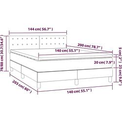 Foto van The living store boxspring met matras en led stof lichtgrijs 140x200 cm - bed