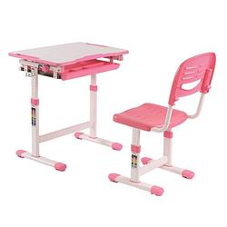 Foto van Vipack kinderbureau verstelbaar comfortline 201 met stoel roze en wit