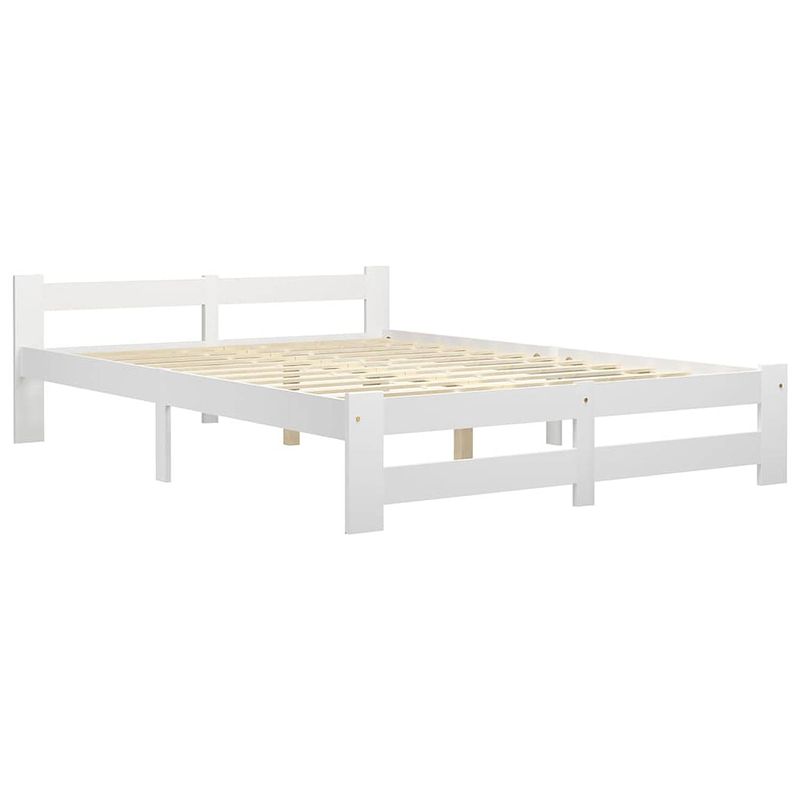 Foto van The living store massief grenenhouten bedframe - classic - bedframes - afmeting- 204 x 187 x 55 cm - kleur- wit