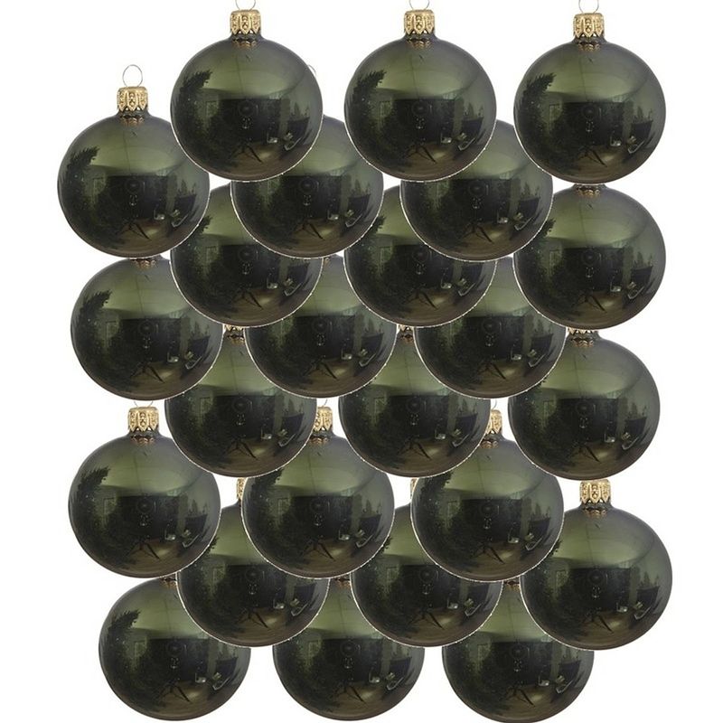 Foto van 24x glazen kerstballen glans donkergroen 6 cm kerstboom versiering/decoratie - kerstbal