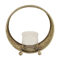 Foto van Dijk natural collections - candle holder metal with glass 27.5x14.5x28cm - goud