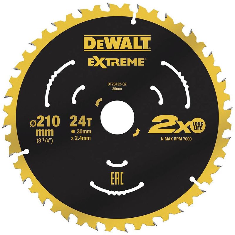 Foto van Dewalt dt20432-qz cirkelzaagblad 210 x 30 x 2.4 mm aantal tanden: 24 1 stuk(s)