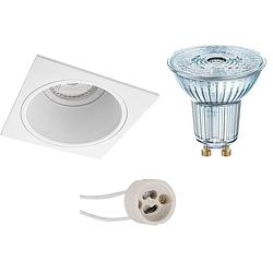 Foto van Led spot set - osram parathom par16 940 36d - pragmi minko pro - gu10 fitting - dimbaar - inbouw vierkant - mat wit -