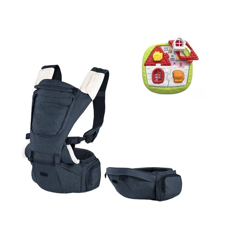 Foto van Chicco bundel - draagzak hip seat - denim & puzzel - 2-in-1 huispuzzel