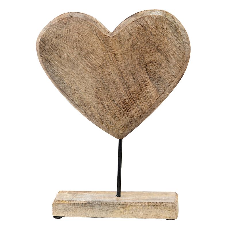 Foto van Clayre & eef decoratie beeld hart 22*7*33 cm bruin hout metaal decoratief figuur decoratieve accessoires