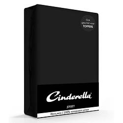 Foto van Cinderella jersey hoeslaken - 100% gebreide jersey katoen - 1-persoons (80/90x210/220 cm of 100x200 cm) - black