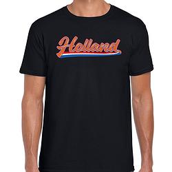 Foto van Zwart fan shirt / kleding holland met nederlandse wimpel ek/ wk voor heren m - feestshirts