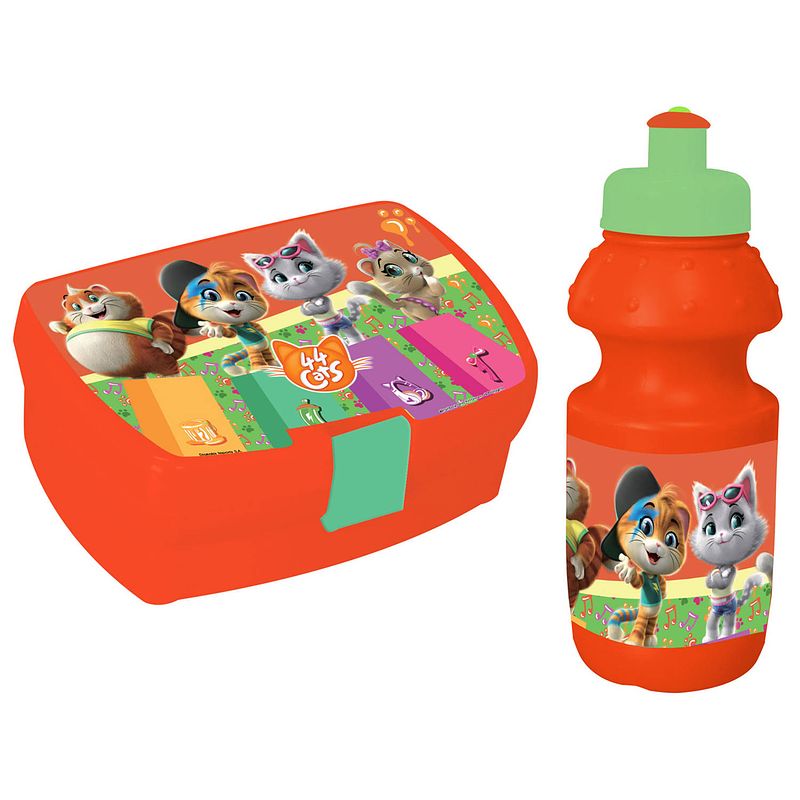 Foto van Nickelodeon lunchset 44 cats junior 16 x 11 cm oranje 2-delig