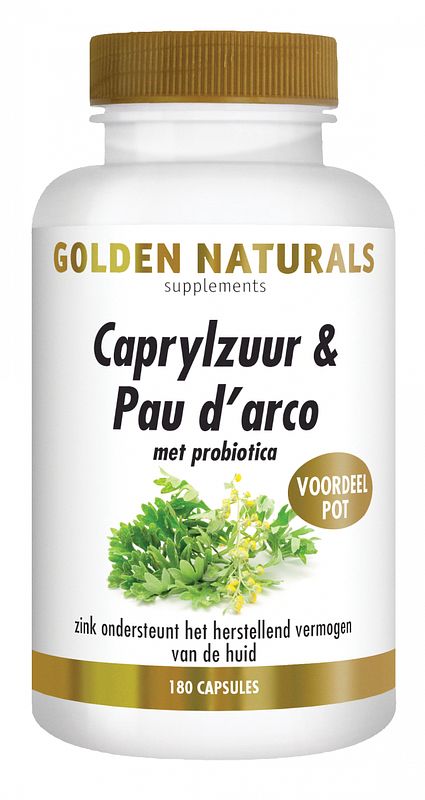 Foto van Golden naturals caprylzuur & pau d'sarco formule capsules